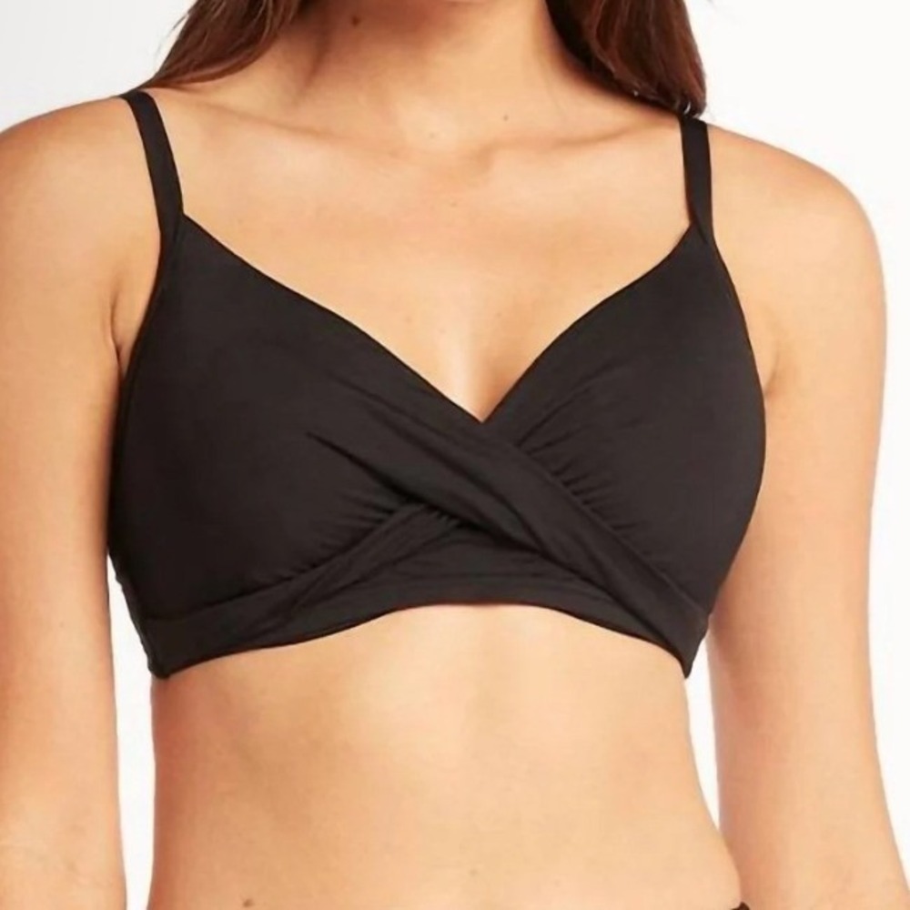 NWT Sea Level Swim Essentials Twist Front DD/E Bikini Top Black US 12 SL3008ECO